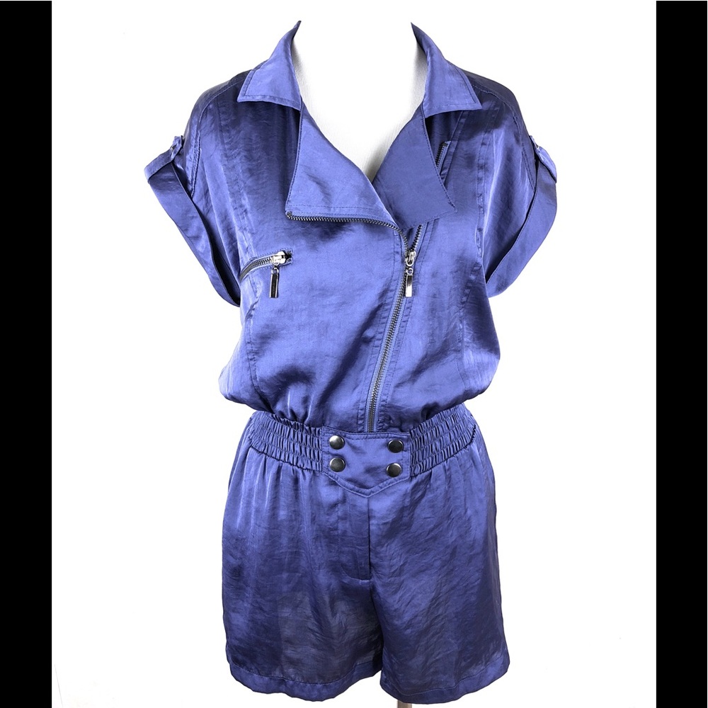 Lola Purple Satin Zippered Romper Size Small